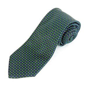 GIANNELLI Silk tie Made in USA Blue Green Checkered weave